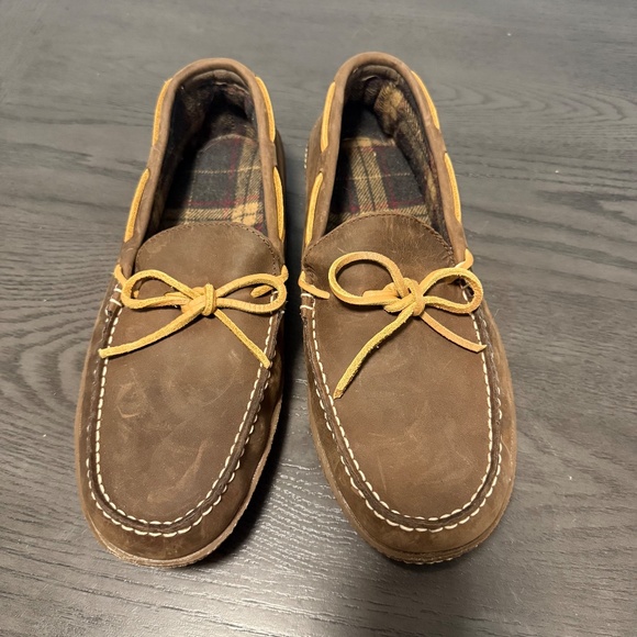 L.L.Bean Men's Handsewn Slippers, Flannel-Lined Size 11 Medium - Picture 2 of 9